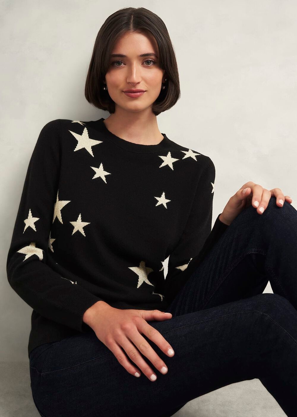 Samira Star Sweater With Cashemre , Black Ivory, hi-res