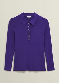 Purple Fara Ribbed Knitted Shirt, Future Purple, hi-res