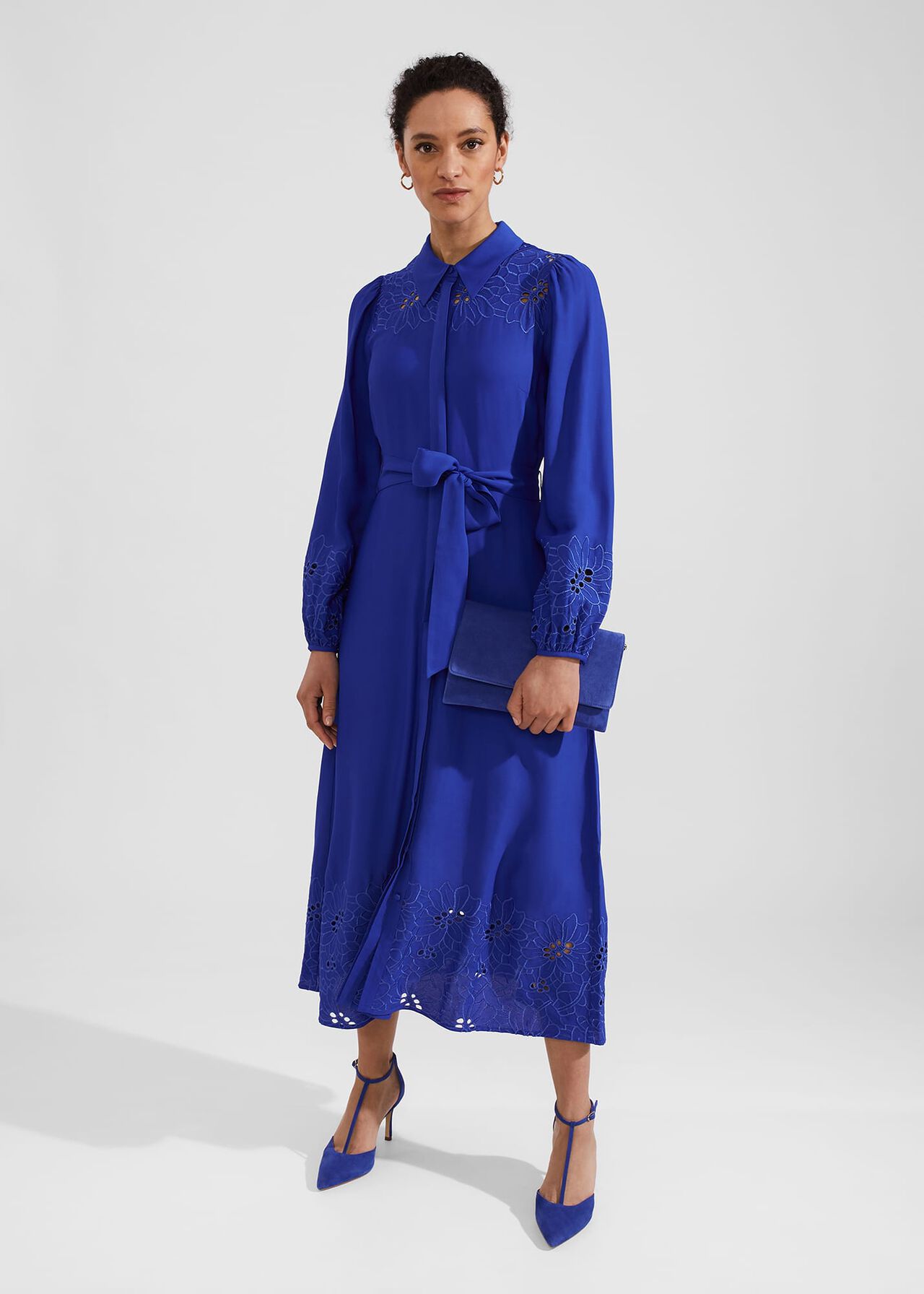 Ada Embroidered Midi Dress, Lapis Blue, hi-res