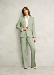 Petite Marietta Linen Straight Pants, Sage Green, hi-res
