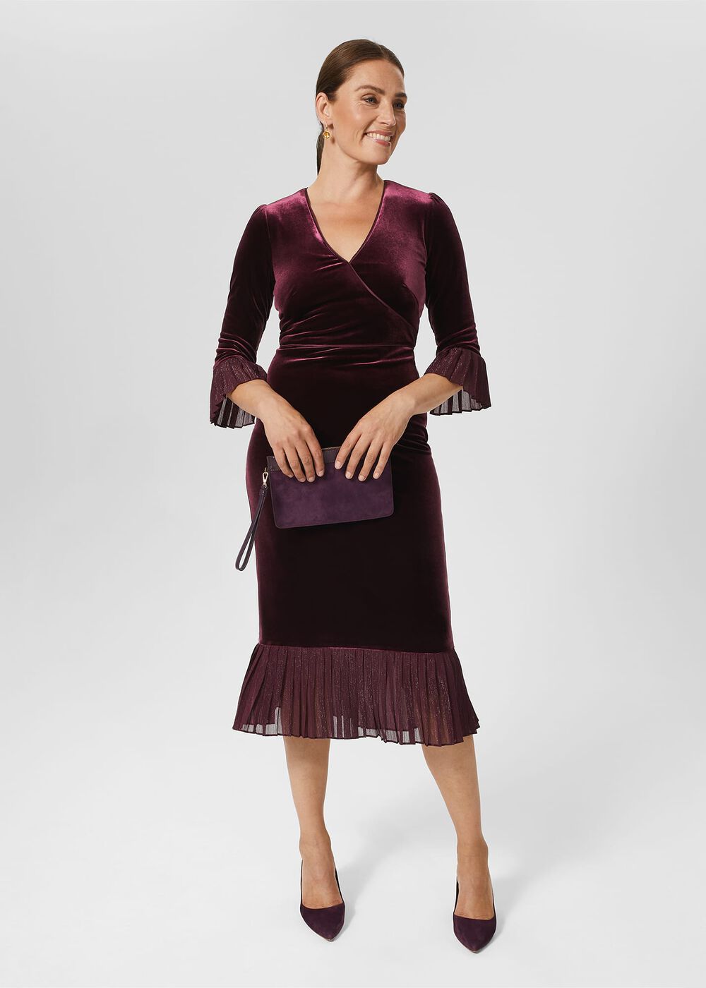 Petite Melodie Velvet Dress, Mulberry Purple, hi-res