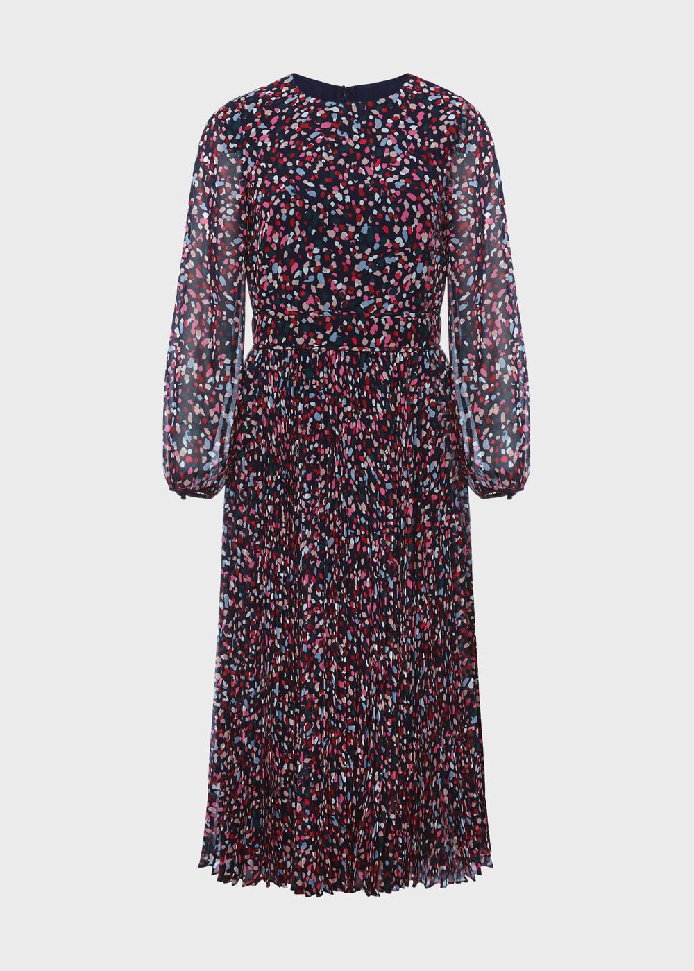 Selena Pleated Dress, Navy Multi, hi-res
