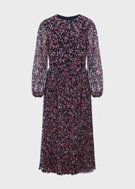 Selena Pleated Dress, Navy Multi, hi-res