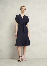 Pricilla Tie Midi Dress, Midnight, hi-res