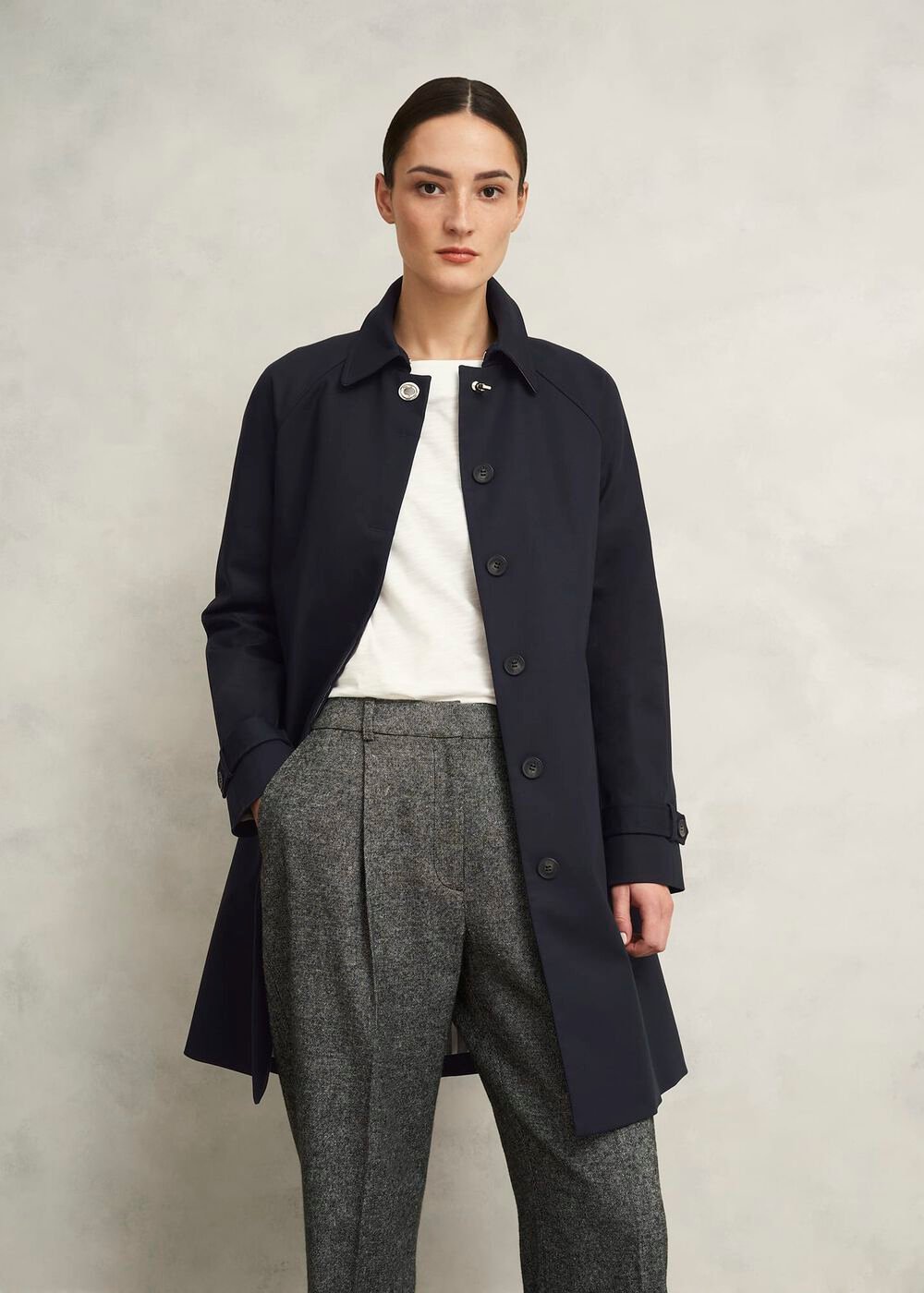 Vivienne Shower Resistant Trench Coat, Navy, hi-res