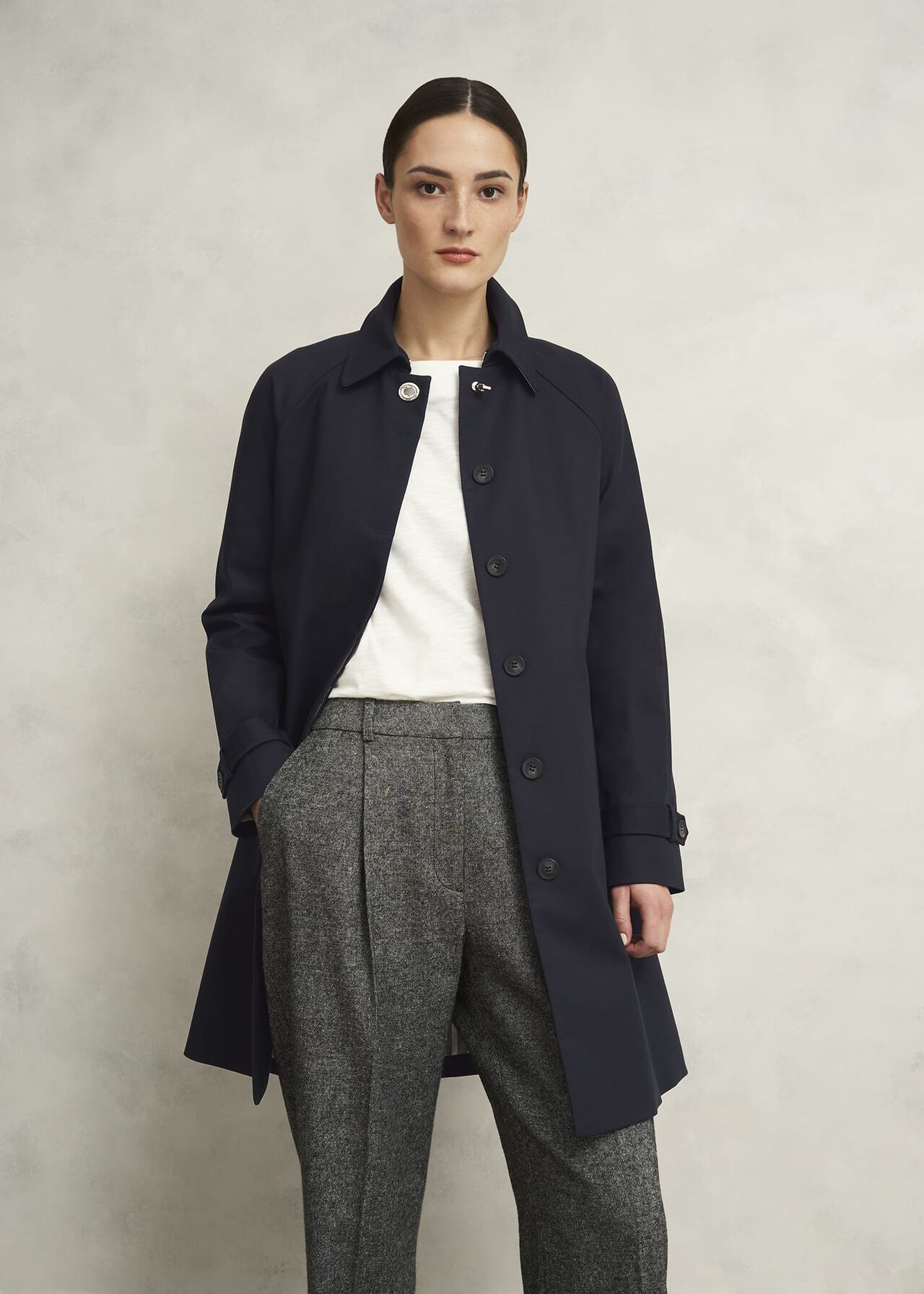 Vivienne Shower Resistant Trench Coat, Navy, hi-res