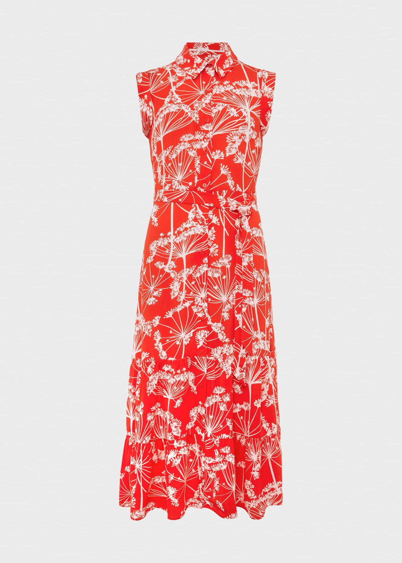 Esme Fit And Flare Dress, Coral Red Ivory, hi-res