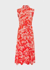 Esme Fit And Flare Dress, Coral Red Ivory, hi-res