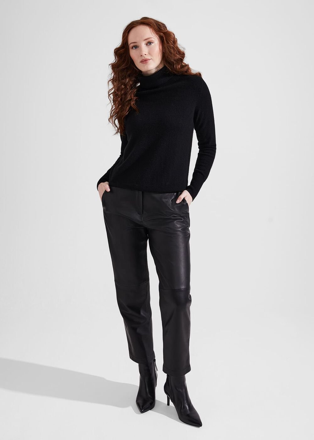 Izzy Cashmere Roll Neck Jumper, Black, hi-res