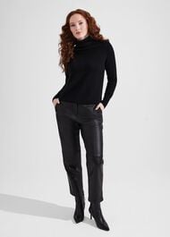 Izzy Cashmere Roll Neck Jumper, Black, hi-res