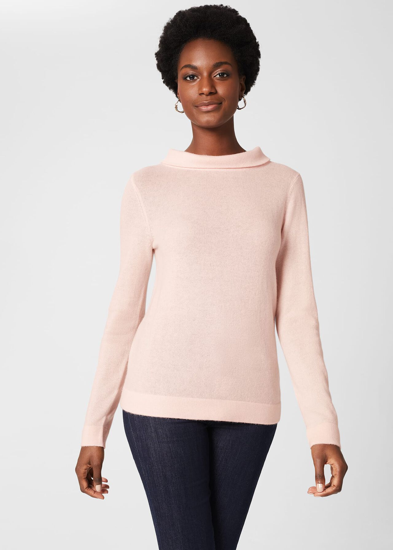 Audrey Wool Cashmere Jumper, Pale Pink, hi-res