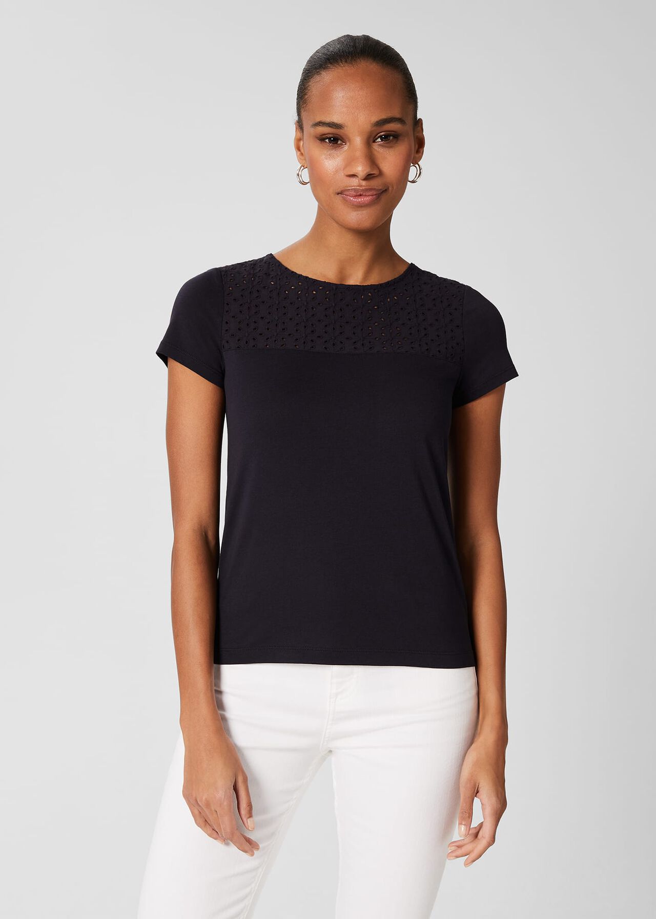 Lola Short Sleeve Top, Navy, hi-res