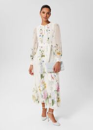 Maribella Silk Floral Dress, Ivory Multi, hi-res