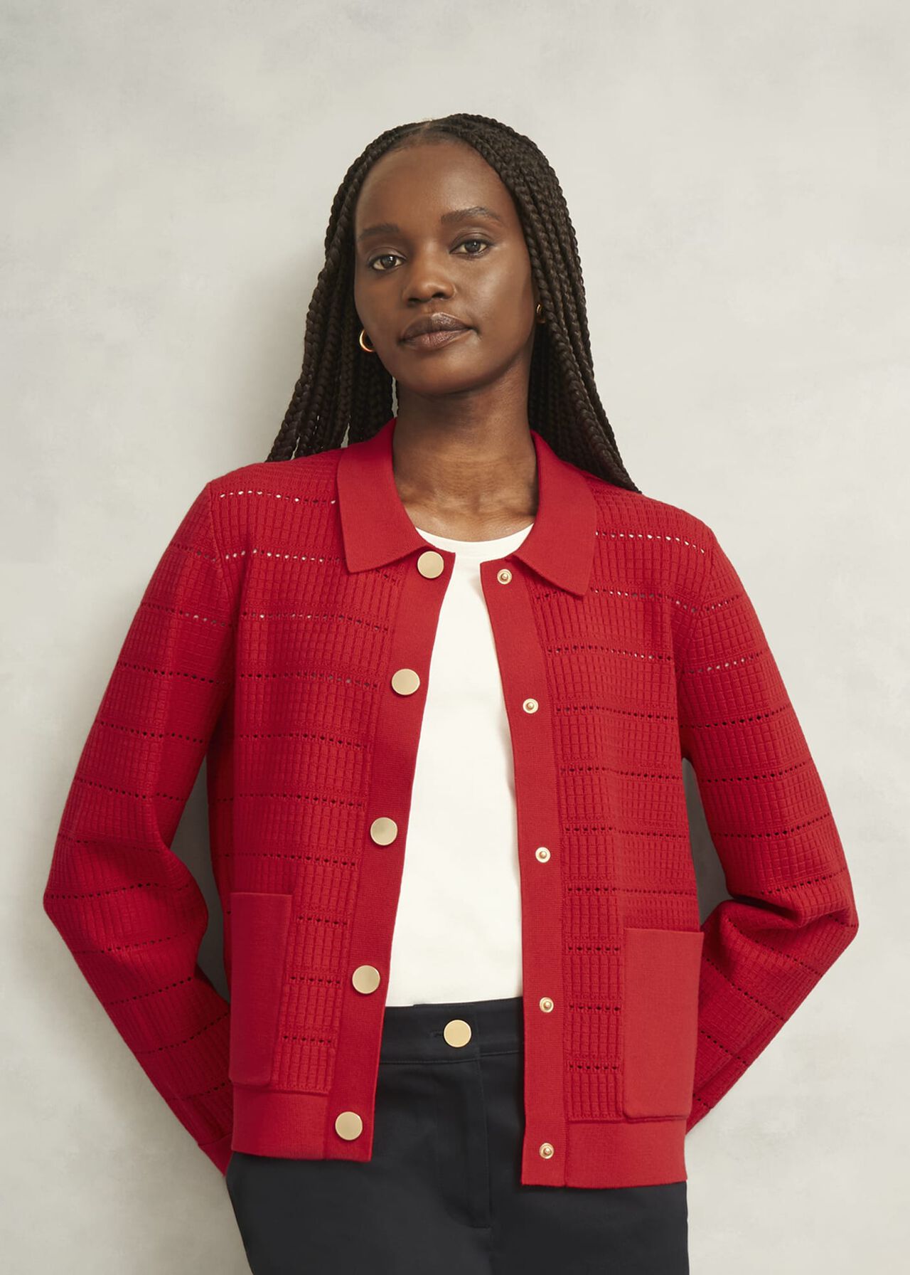 Tessa Knitted Jacket, Petunia Red, hi-res