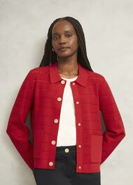 Tessa Knitted Jacket, Petunia Red, hi-res