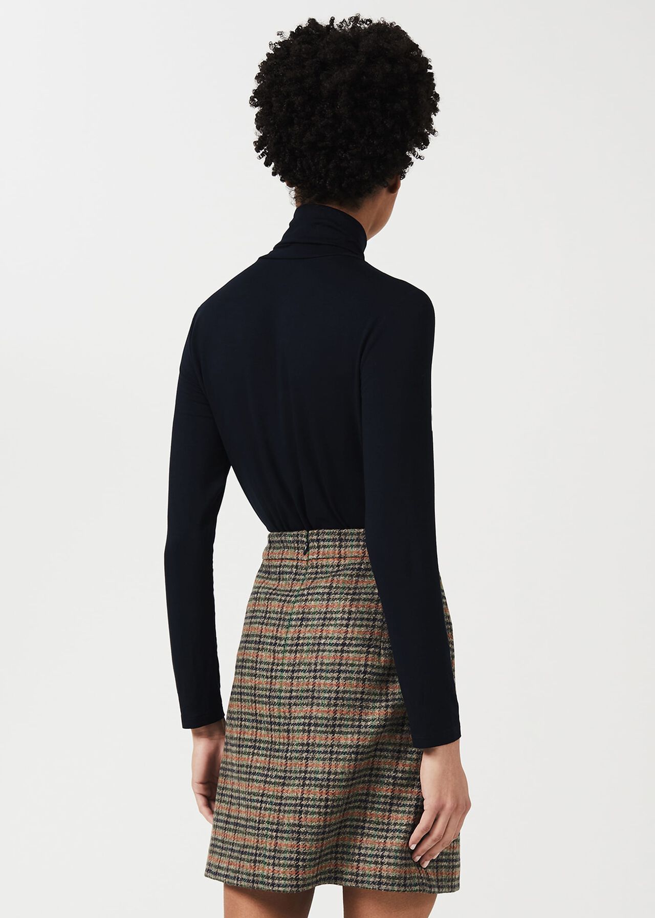 Genevieve Wool Check A Line Skirt