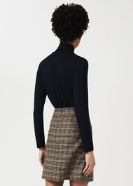 Genevieve Wool Check A Line Skirt, Camel Multi, hi-res