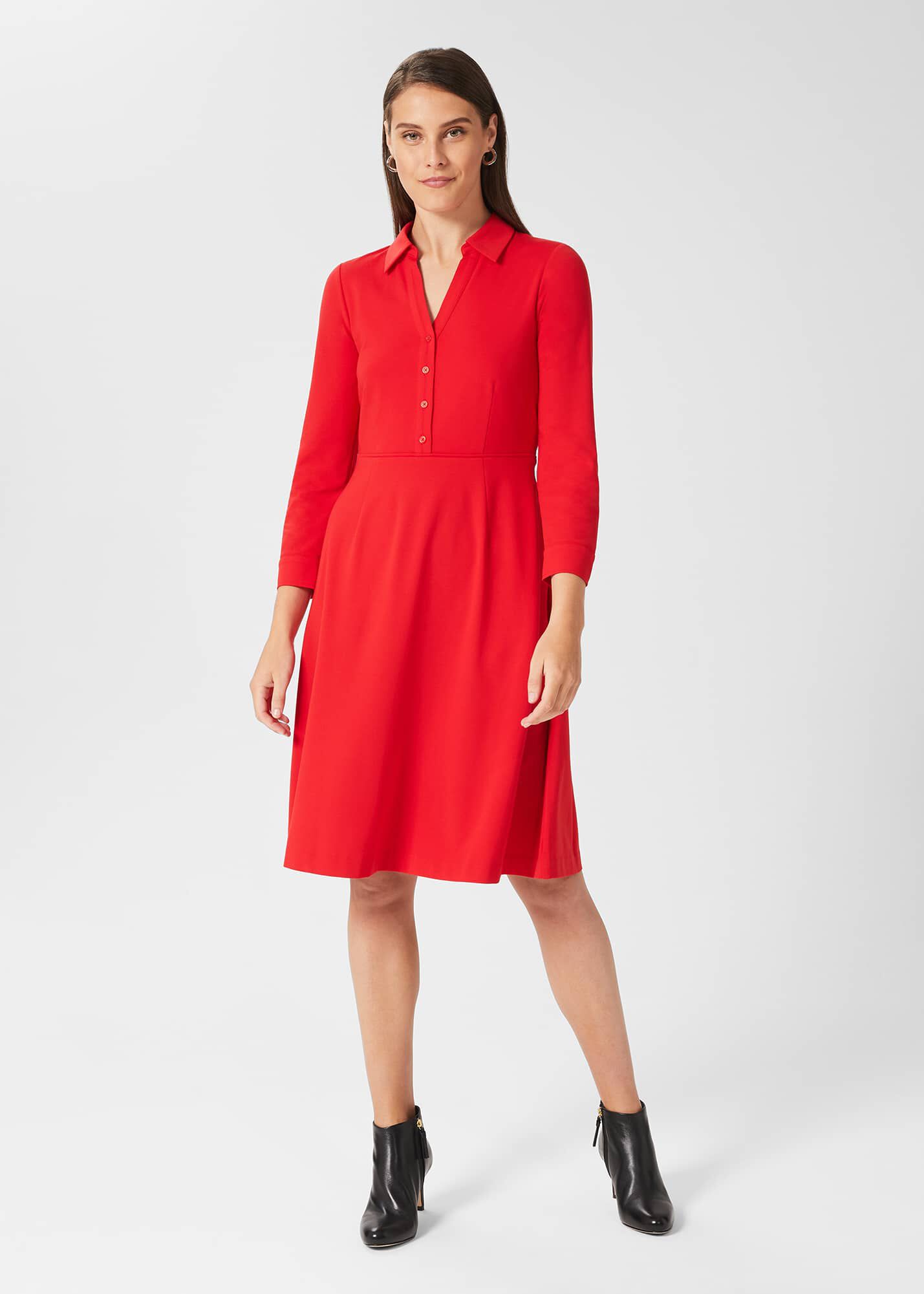 Hobbs Tanya Ponte Dress Crimson Red Size 12