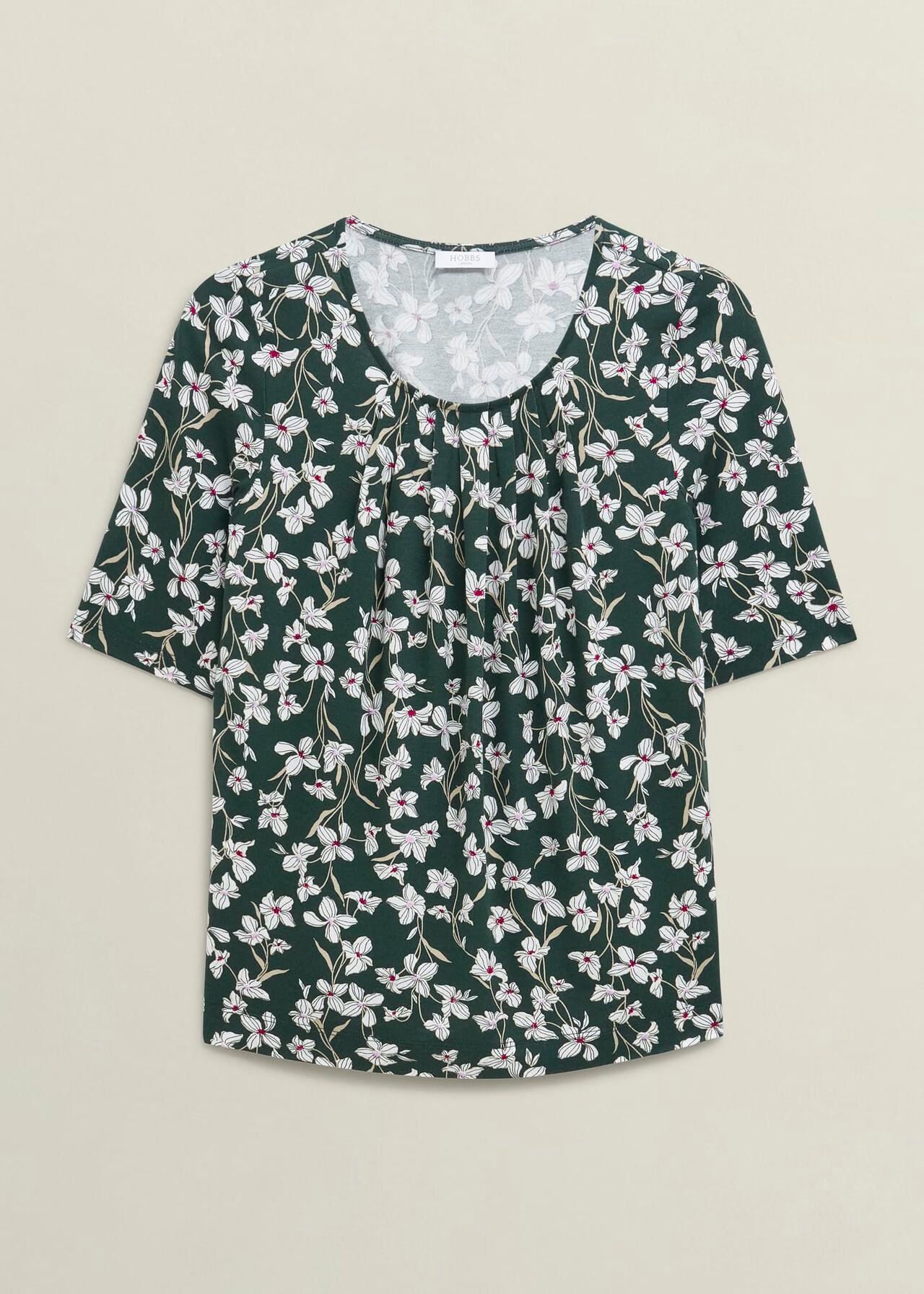 Jacqueline Print Top, Green Ivory, hi-res