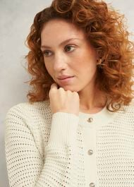 Felicity Cotton Cardigan, Warm Ivory, hi-res