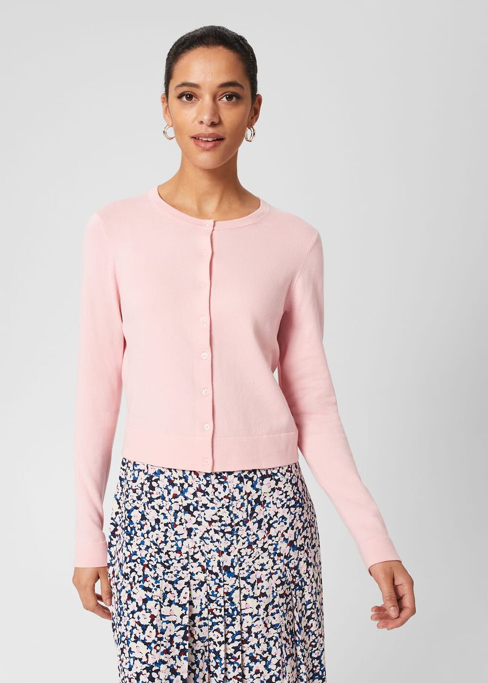 Michelle Cotton Cardigan , Pink, hi-res
