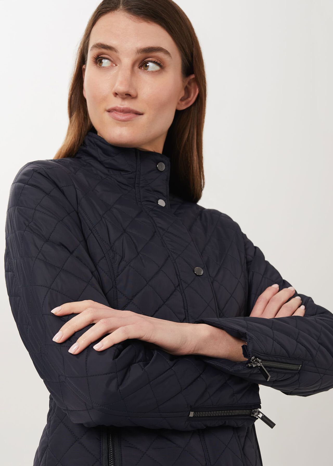 Carys Quilted Jacket, Navy, hi-res