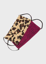 Pack Of Two Reusable Face Masks Non-Medical, Leopard Fuschia, hi-res