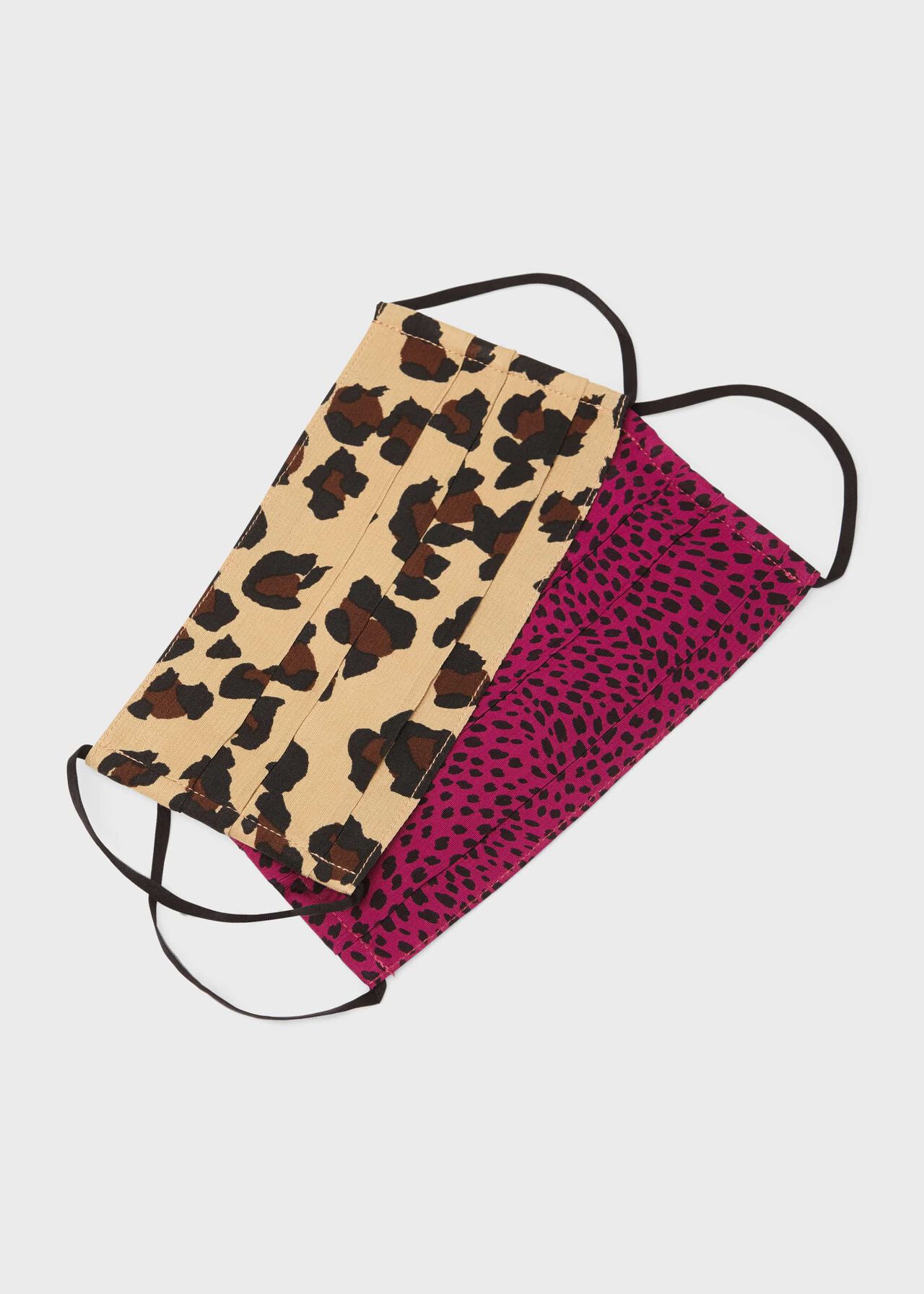 Pack Of Two Reusable Face Masks Non-Medical, Leopard Fuschia, hi-res
