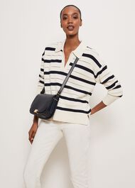 Beauford Polo Jumper, Cream Navy, hi-res