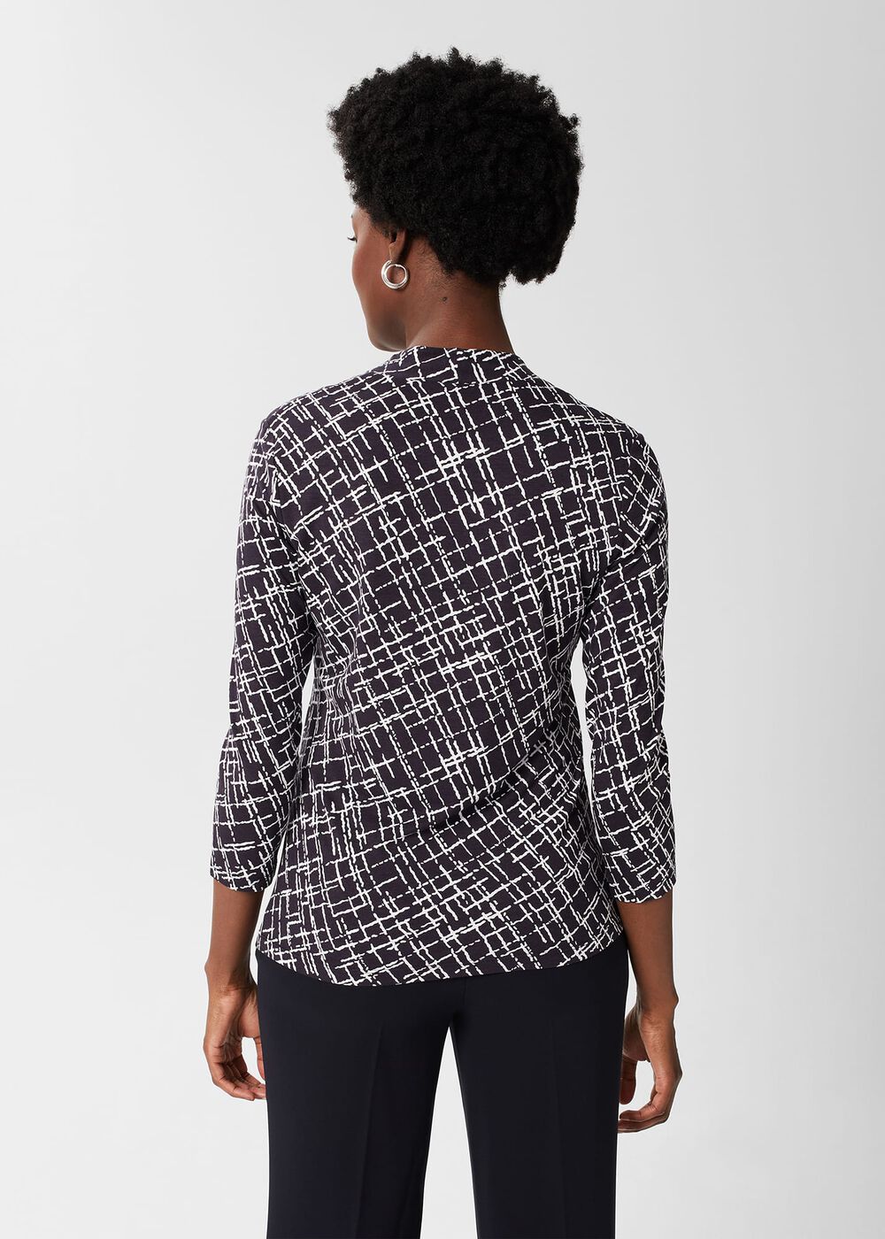 Aimee Printed Top, Navy Ivory, hi-res