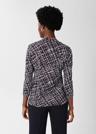 Aimee Printed Top, Navy Ivory, hi-res