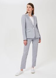 Ivana Linen Tapered Trousers, Pale Blue, hi-res