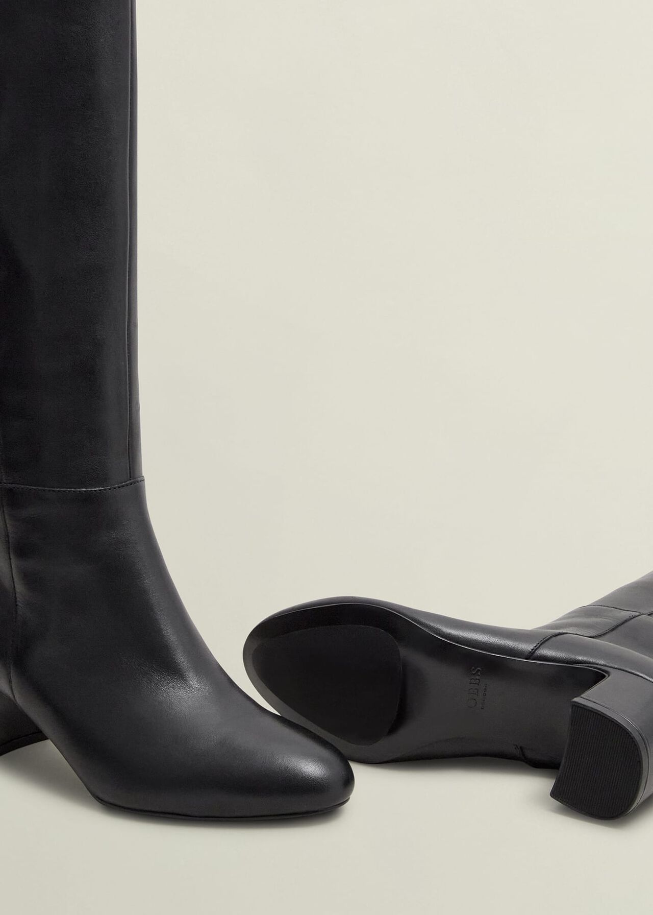 Caroline Leather Knee Boots, Black, hi-res