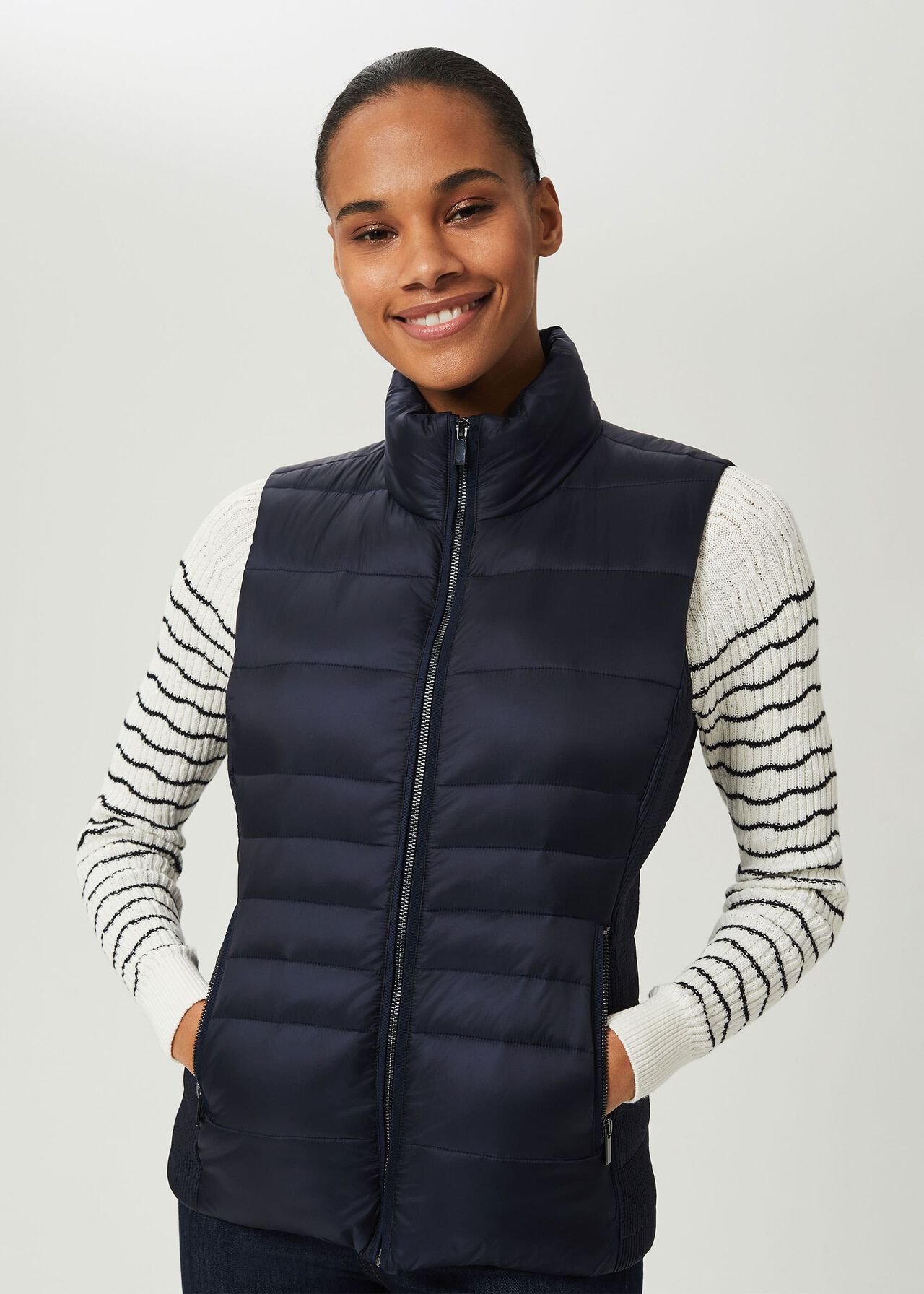 Noemi Water Resistant Padded Vest, Navy, hi-res