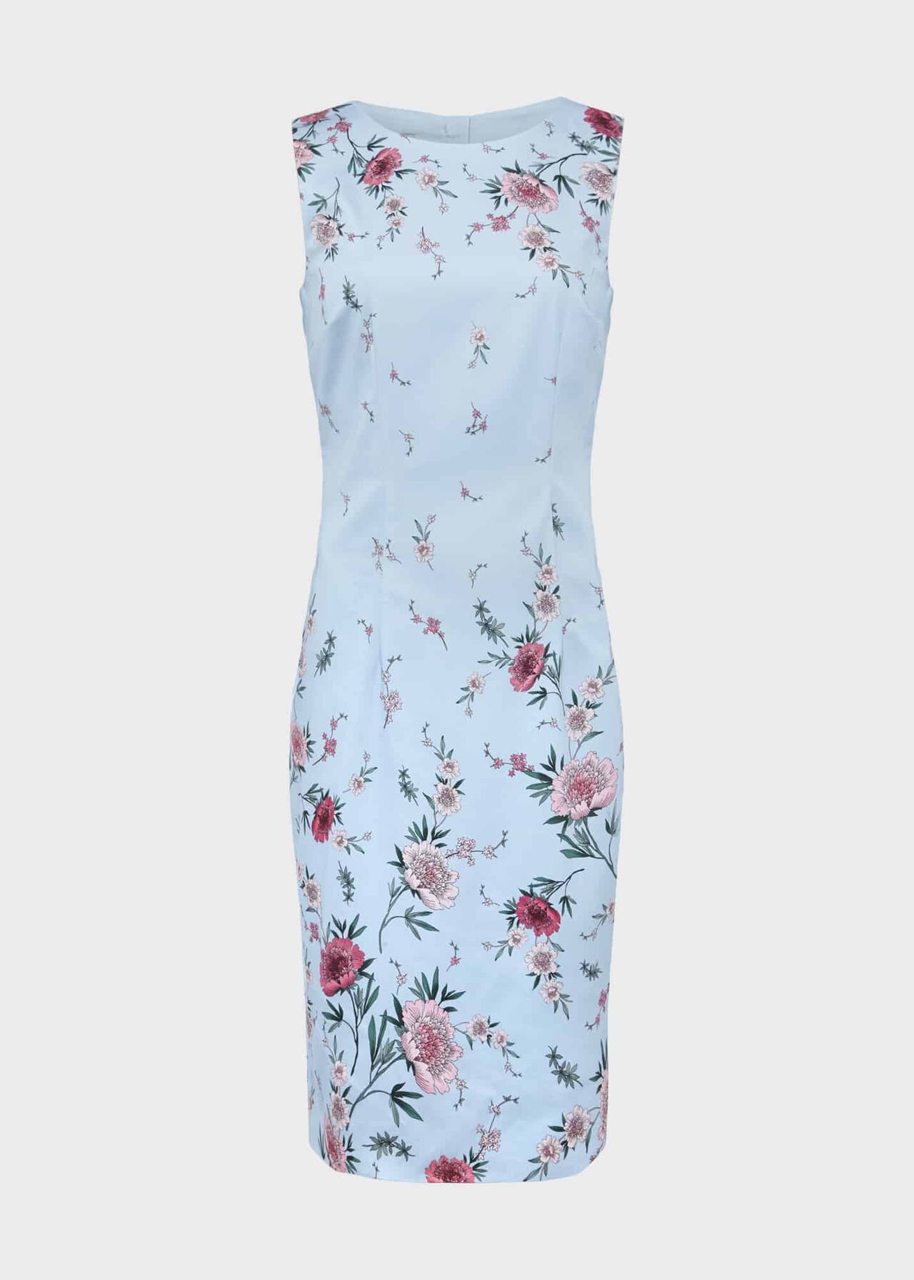 Petite Fiona Floral Dress, Pale Blue Multi, hi-res