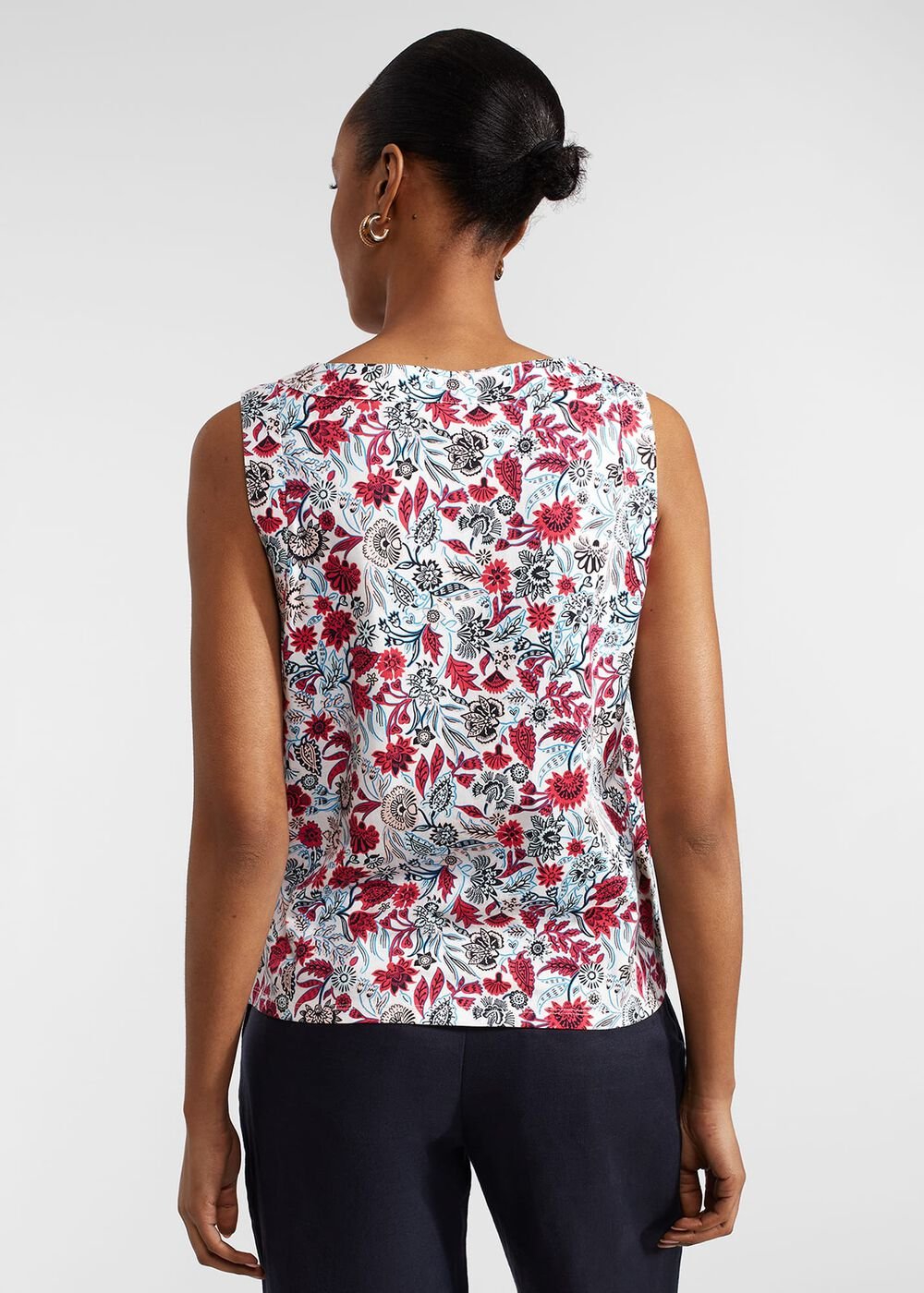 Maddy Cotton Printed Top, Multi Damask, hi-res