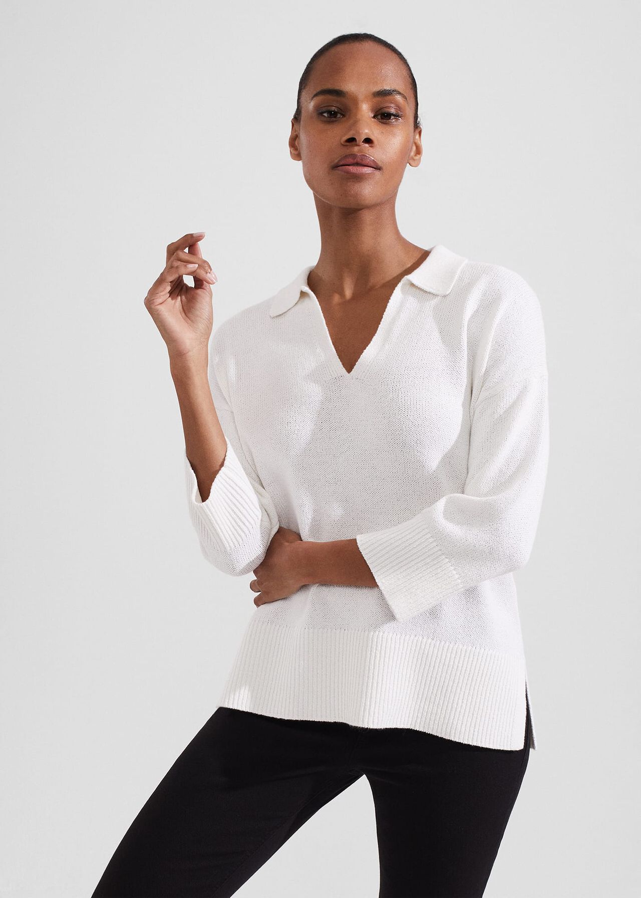 Madelyn Cotton Blend Sweater, Ivory, hi-res