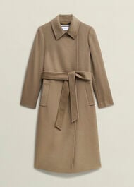 Petite Livia Wool Wrap Coat, Neutral, hi-res