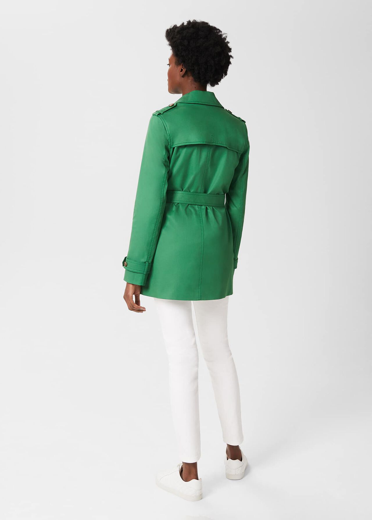 Meryl Water Resistant Short Trench Coat, Amazon Green, hi-res