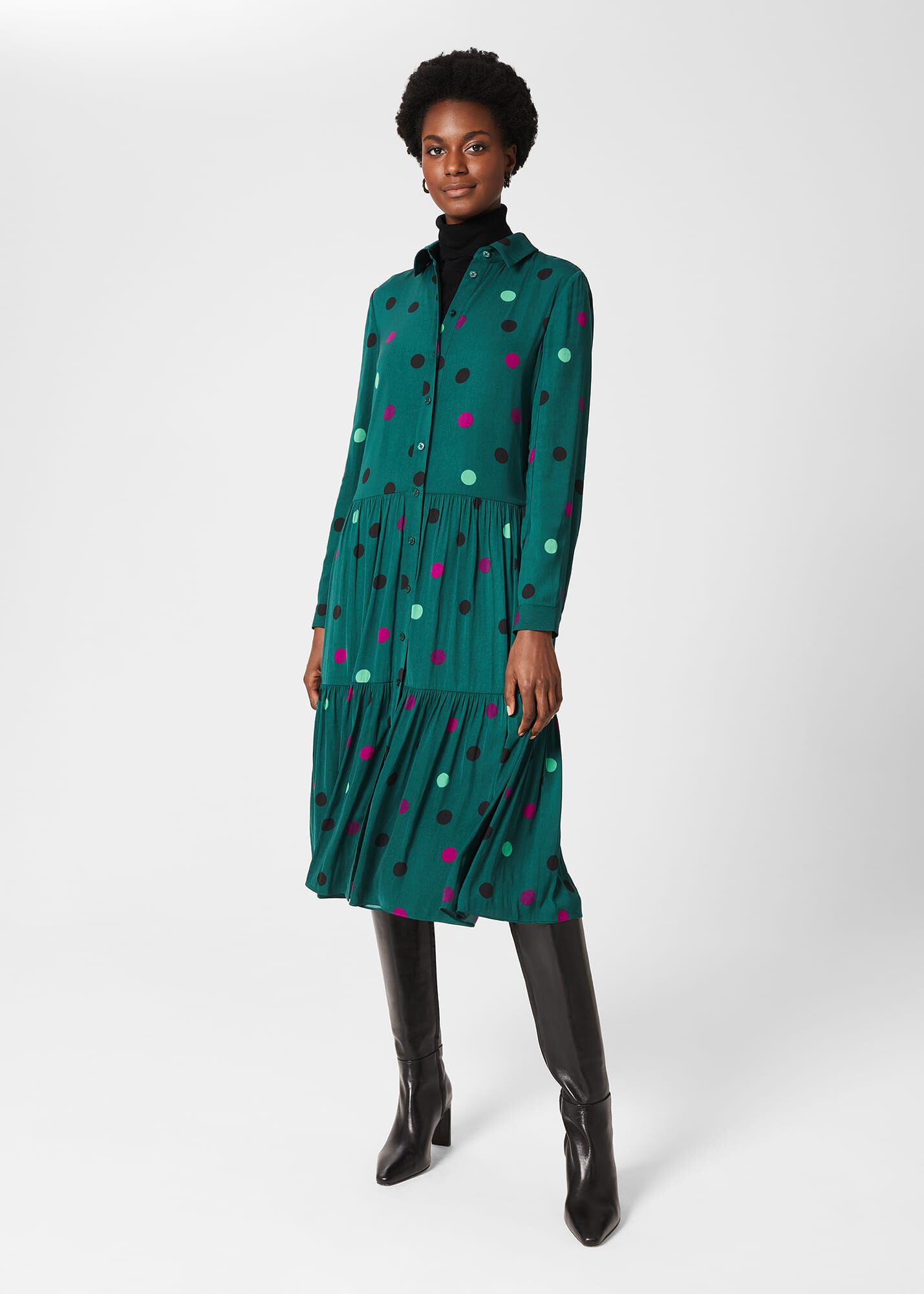 Ganni green hotsell polka dot dress