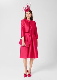 Julietta Silk Blend Fit And Flare Dress, Fuchsia Pink, hi-res