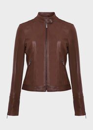 Fran Leather Jacket, Dark Plum, hi-res