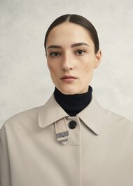 Frida Shower Resistant Short Trench Coat, Buff Grey, hi-res