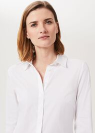 Victoria Cotton Blend Shirt, White, hi-res