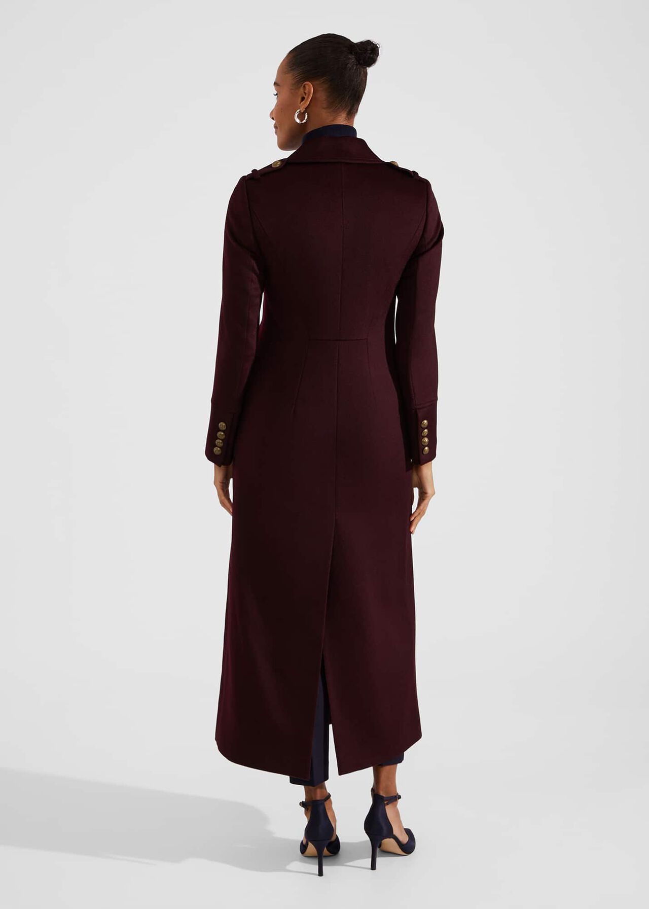 Bianca Maxi Wool Coat, Aubergine, hi-res