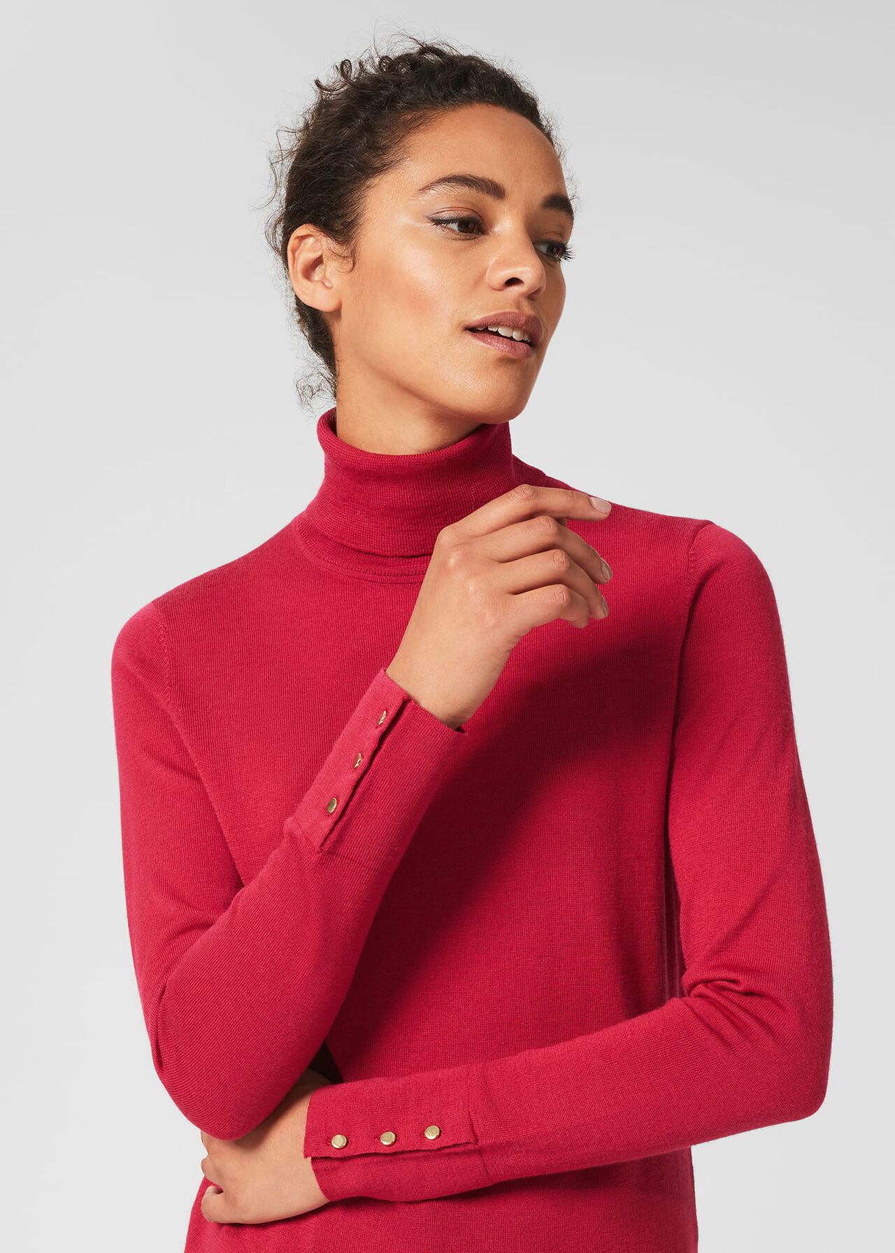 Lara Merino Wool Roll Neck Sweater, Granita Pink, hi-res