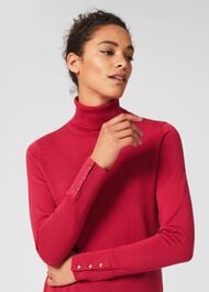 Lara Merino Wool Roll Neck Sweater, Granita Pink, hi-res