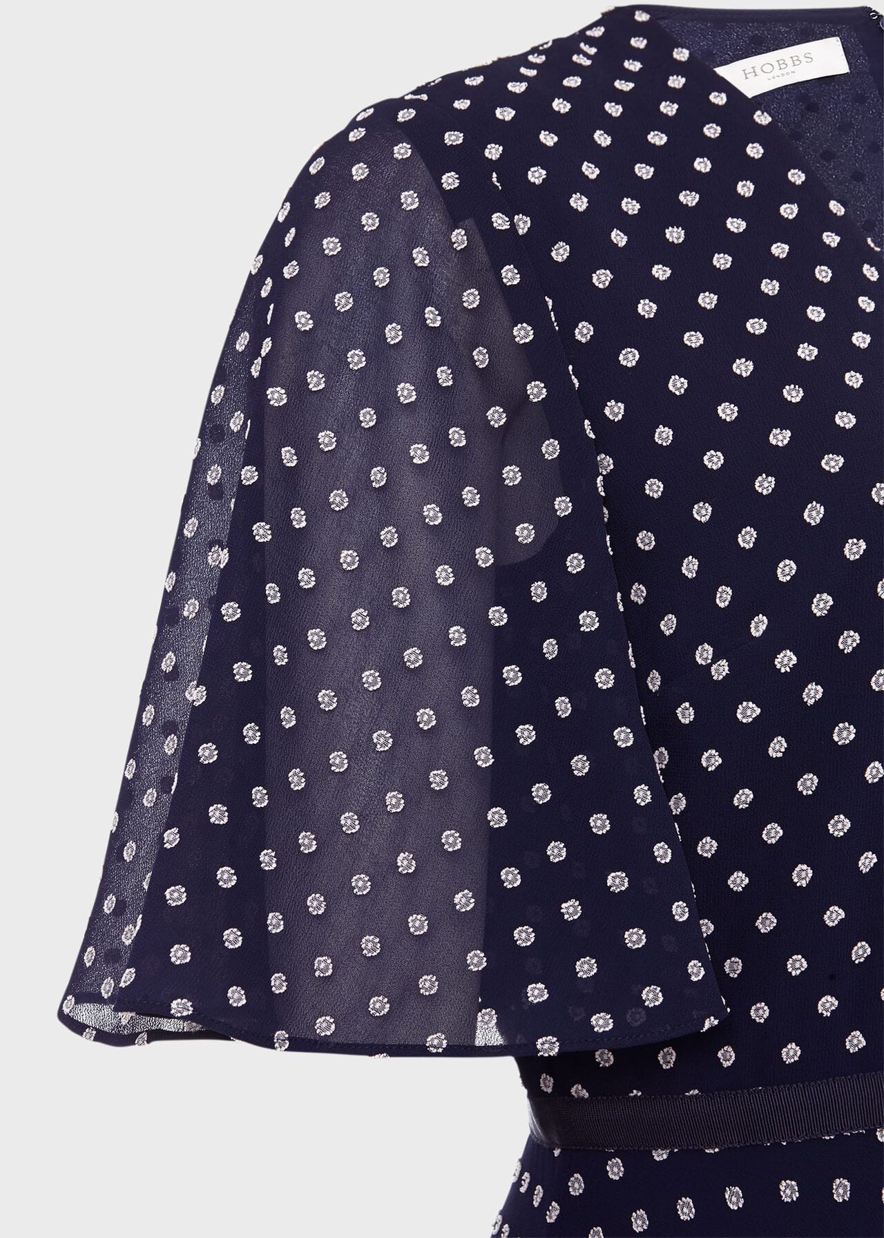 Petite Celia Spot Fit And Flare Dress, Navy Pale Pink, hi-res