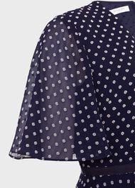 Petite Celia Spot Fit And Flare Dress, Navy Pale Pink, hi-res