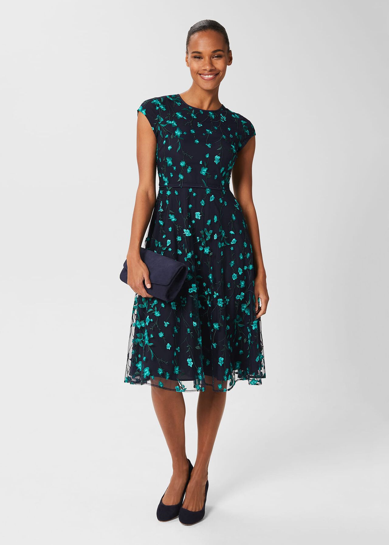 Tia Embroidered Dress, Navy Multi, hi-res